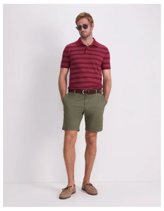 Sportscraft Pique Polo in Wine Stripe