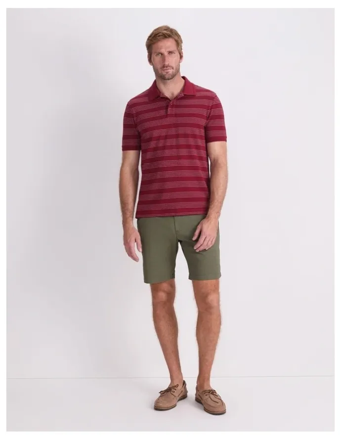Sportscraft Pique Polo in Wine Stripe