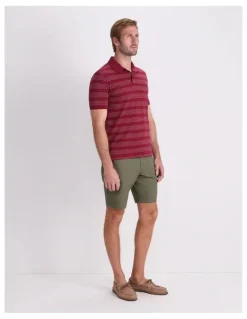 Sportscraft Pique Polo in Wine Stripe