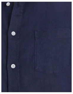 Sportscraft Short Sleeve Linen Shirt in Blue