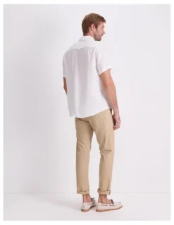 Sportscraft Short Sleeve Linen Shirt in White