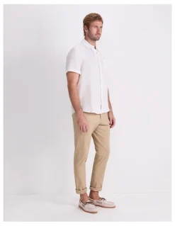 Sportscraft Short Sleeve Linen Shirt in White