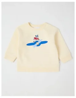 Sprout Airplane Applique Sweat Top in Bone