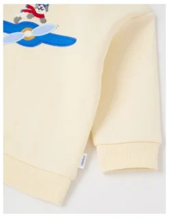 Sprout Airplane Applique Sweat Top in Bone