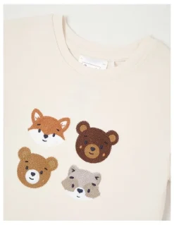 Sprout Animal Face Boxy T-Shirt in Bone