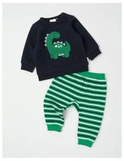 Sprout Apple Crew Neck Tracksuit Set in Green