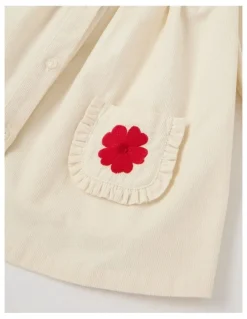 Sprout Babycord Flower Frill Dress Bone