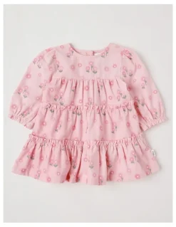 Sprout Baby Cord Tiered Dress in Blush