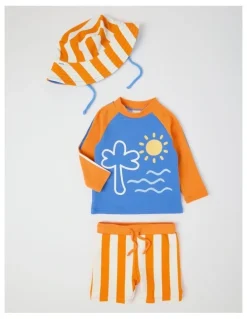 Sprout Beach Stripe Swimwear in Orange