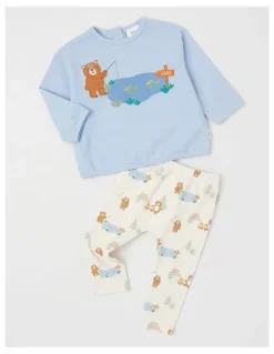 Sprout Bear Lake Sweat Top & Legging Set in Bluestone