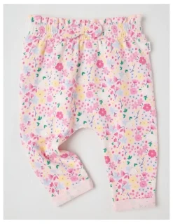 Sprout Bow Front Floral Trackpants in Blush