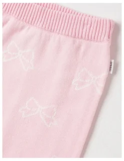 Sprout Bow Intarsia Leggings in Blush