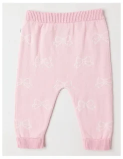 Sprout Bow Intarsia Leggings in Blush
