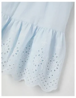 Sprout Broderie Scalloped Hem Dress in Light Blue