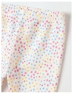 Sprout Brushed Rib Floral Leggings in White