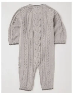 Sprout Cable Knit Zip Coverall in Grey
