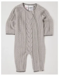 Sprout Cable Knit Zip Coverall in Grey