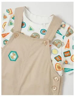 Sprout Camping Bardge Woven Overall Set in Beige
