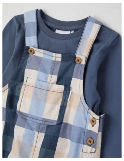 Sprout Check Cord Overall Set in Midnight