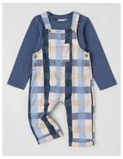 Sprout Check Cord Overall Set in Midnight