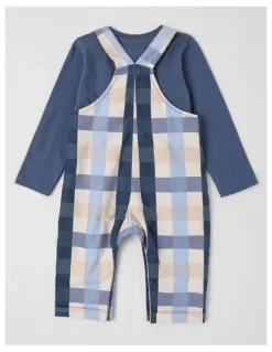 Sprout Check Cord Overall Set in Midnight