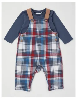Sprout Check Flannel Overall Set in Midnight