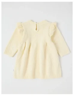 Sprout Chenille Heart Embroidery Dress in Bone