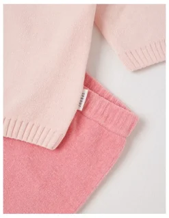 Sprout Chenille Heart & Flower Fair Isle Top & Legging Set in Blush