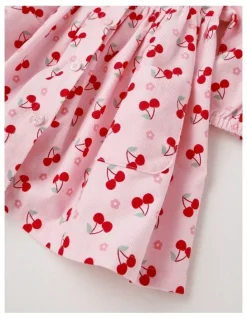 Sprout Cherry Babycord Pocket Dress in Blush