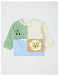 Sprout Colour Block Applique Crew Sweat Top in Assorted