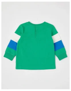Sprout Colour Block Sleeve Barnyard T/Shirt in Bright Green