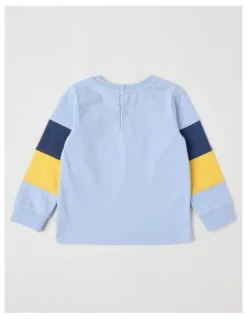 Sprout Colour Block Sleeve Jungle T/Shirt in Bluestone