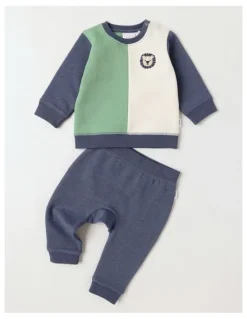 Sprout Colour Block Tracksuit Set in Indigo