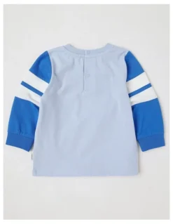 Sprout Contrast Sleeve Band Farm T/Shirt in Bluestone