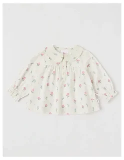 Sprout Cord Floral Top in Cream