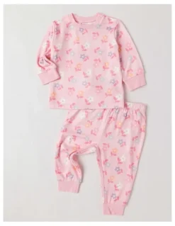 Sprout Cosy Knit Floral Pyjamas in Blush