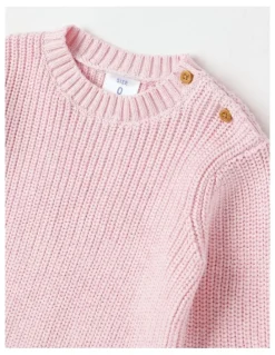 Sprout Crew Knit Jumper in Light Pink