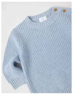 Sprout Crew Neck Knit Jumper in Light Blue Marle