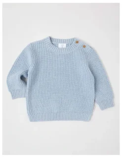 Sprout Crew Neck Knit Jumper in Light Blue Marle