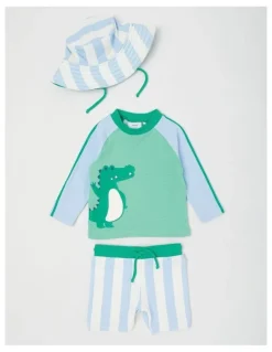 Sprout Crocodile Stripe Swimwear in Emerald