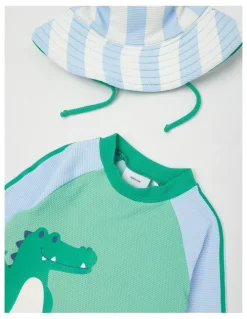 Sprout Crocodile Stripe Swimwear in Emerald