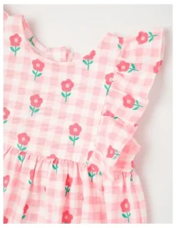 Sprout Daisy Gingham Jersey Dress With Bloomers in Light Pink