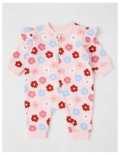 Sprout Ditsy Floral Fleece Coverall in Blush