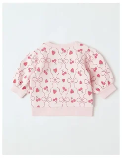 Sprout Essential Berry & Bow Sweat Top In Pink