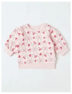 Sprout Essential Berry & Bow Sweat Top In Pink