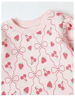 Sprout Essential Berry & Bow Sweat Top In Pink