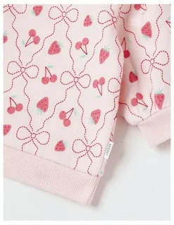 Sprout Essential Berry & Bow Sweat Top In Pink