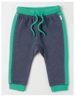 Sprout Essential Colour Block Trackpants in Indigo Marle