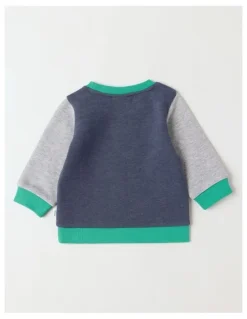 Sprout Essential Dino Colour Block Sweat Top In Navy
