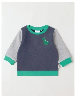 Sprout Essential Dino Colour Block Sweat Top In Navy